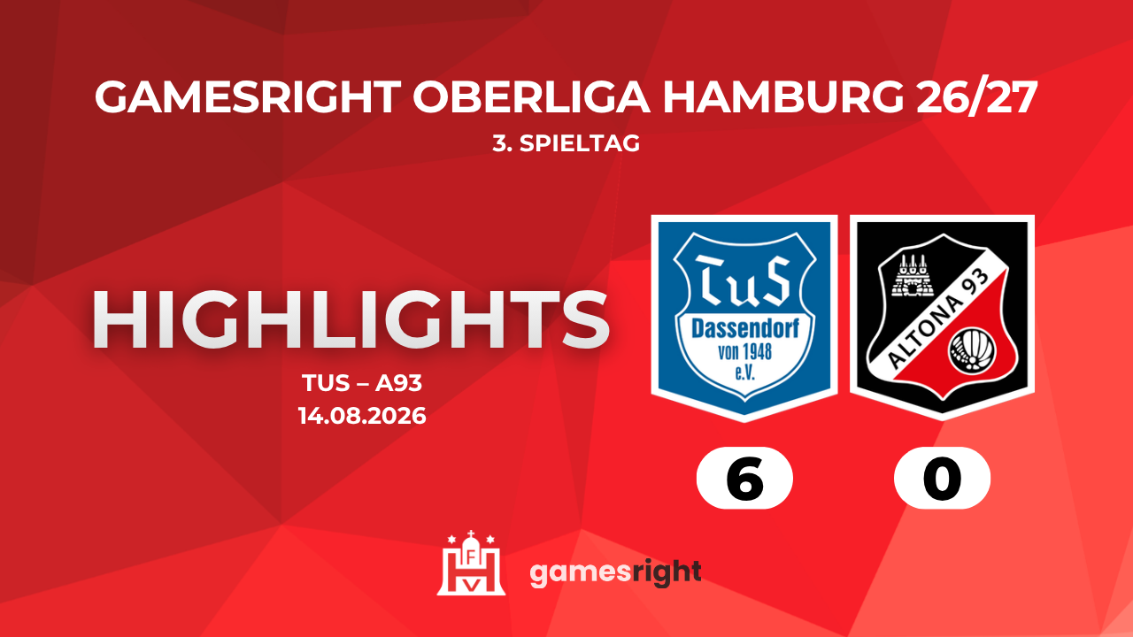 Highlights TuS Dassendorf – Altona 93 | 3. Spieltag Gamesright Oberliga Hamburg