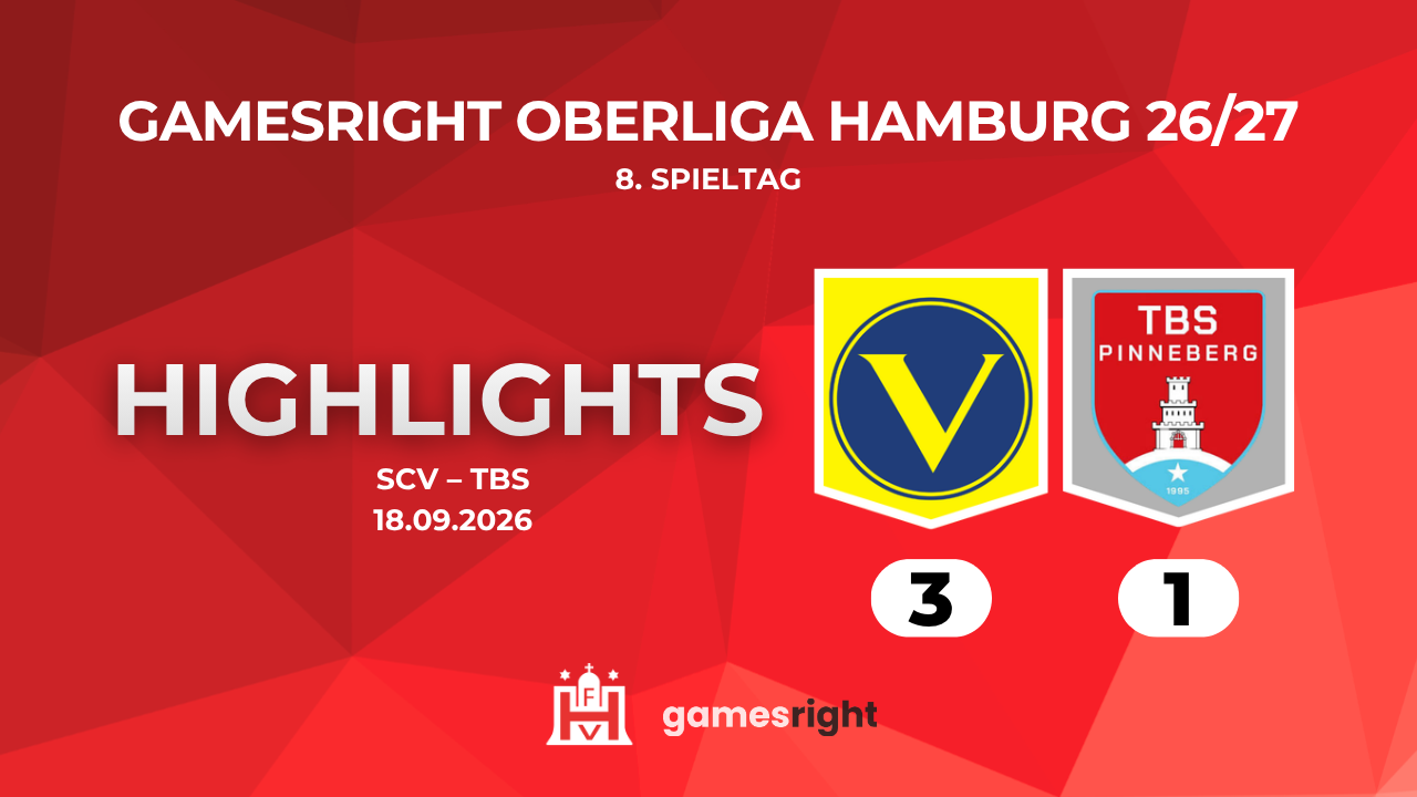 Highlights SC Victoria – TBS Pinneberg | 8. Spieltag Gamesright Oberliga Hamburg